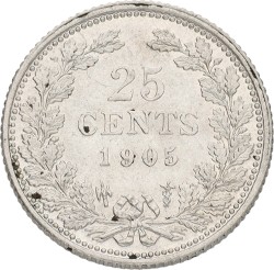 25 Cent. Wilhelmina. 1905. AUnc.
