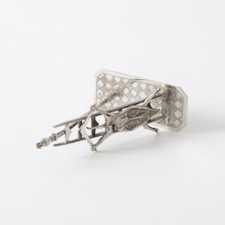 Miniatuur varken op trapleer, Arnoldus van Geffen (1728-1769), Amsterdam 1742, zilver