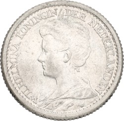 25 Cent. Wilhelmina. 1910. XF