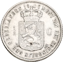 ½ Gulden. Wilhelmina. 1906. VF / XF
