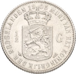 ½ Gulden. Wilhelmina. 1905. VF / XF