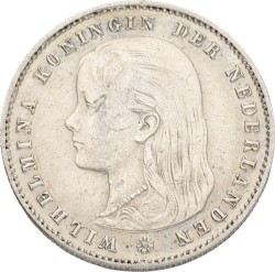 25 Cent. Wilhelmina. 1895. Slanted mintmark. VF / XF