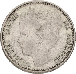 25 Cent. Wilhelmina. 1901. Wide truncation. VF / XF