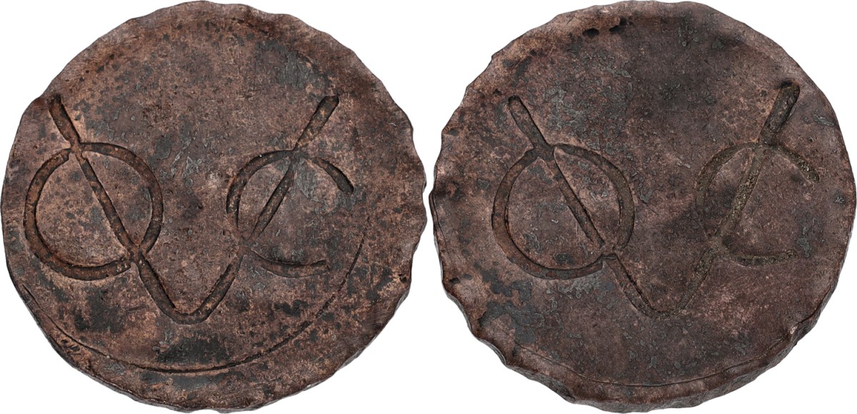 Copper token - Monogram on both sides. V.O.C. N.D. VF