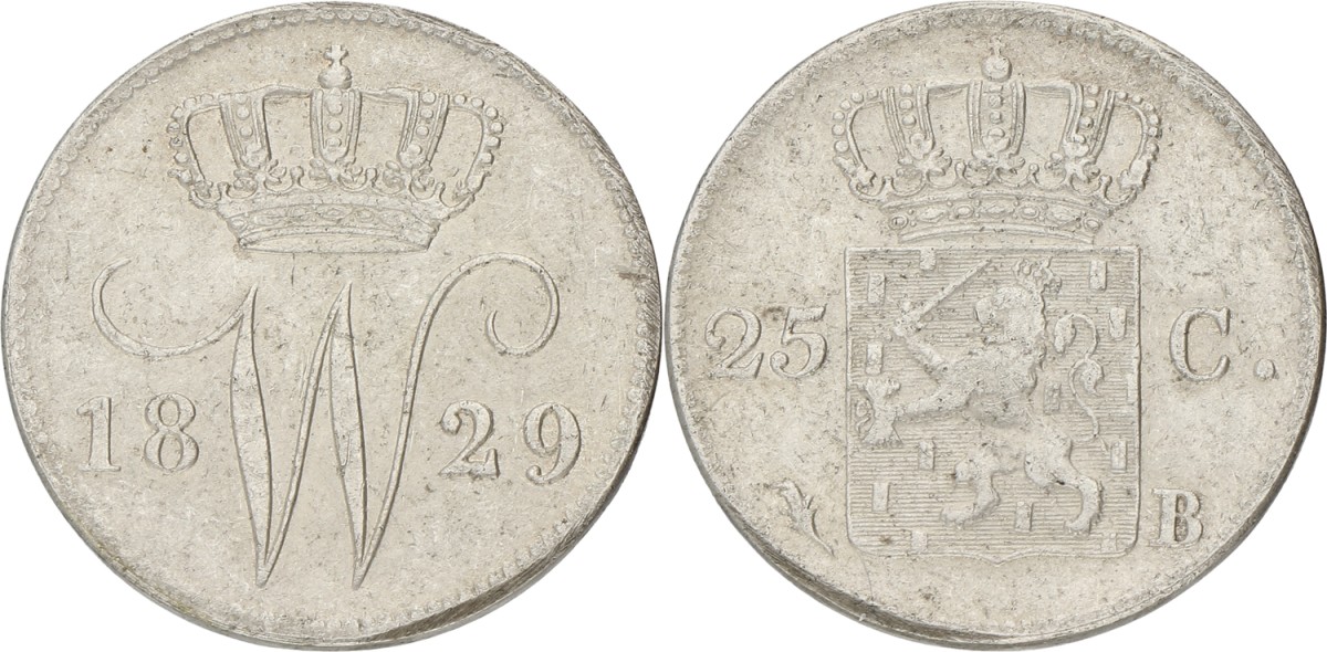 25 Cent. Willem I. 1829 B. VF +