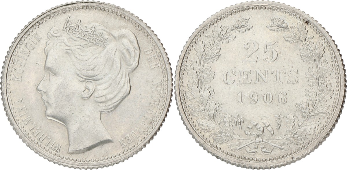 25 Cent. Wilhelmina. 1906. XF +
