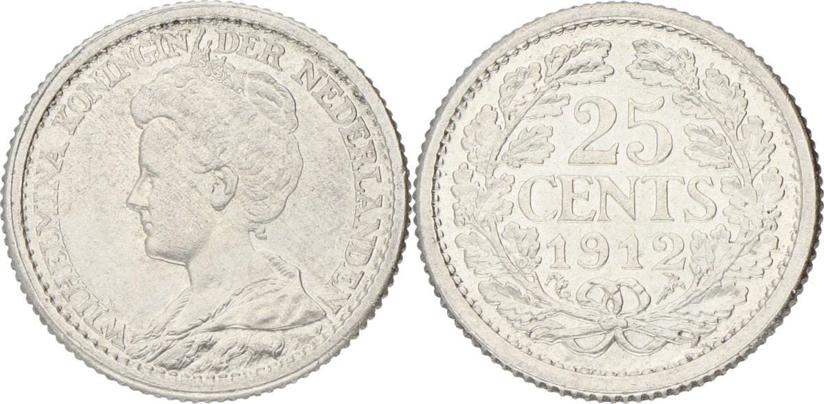 25 Cent. Wilhelmina. 1912. XF