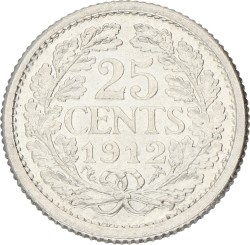 25 Cent. Wilhelmina. 1912. XF