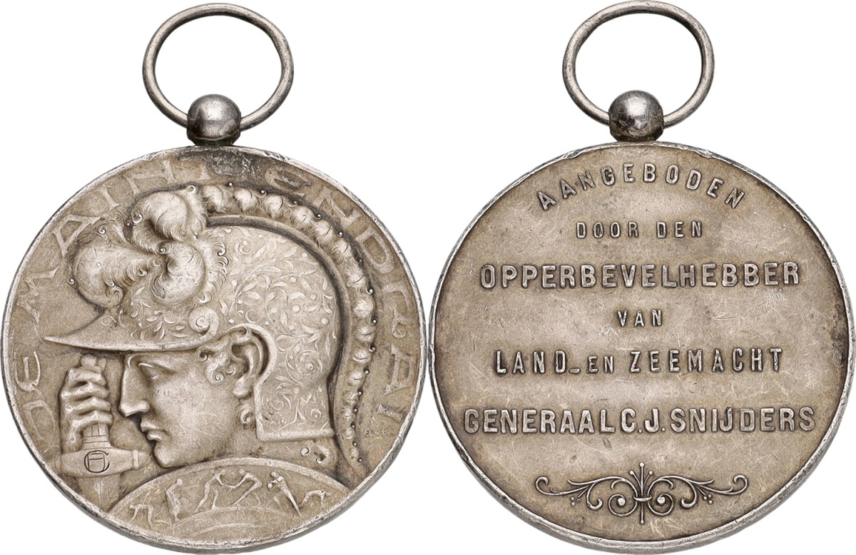 Nederland. ND. Beloningspenning aangeboden door de opperbevelhebber van de Land en Zeemacht generaal C.J. Snijders. VF