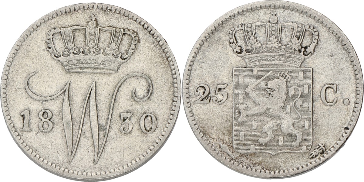 25 Cent. Willem I. 1830 U. VF +.