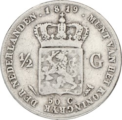 ½ Gulden. Willem I. 1819. VF -.