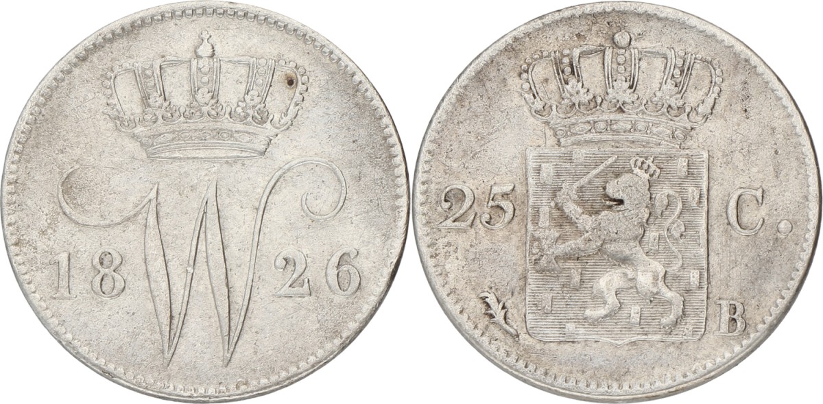 25 Cent. Willem I. 1826 B. VF +
