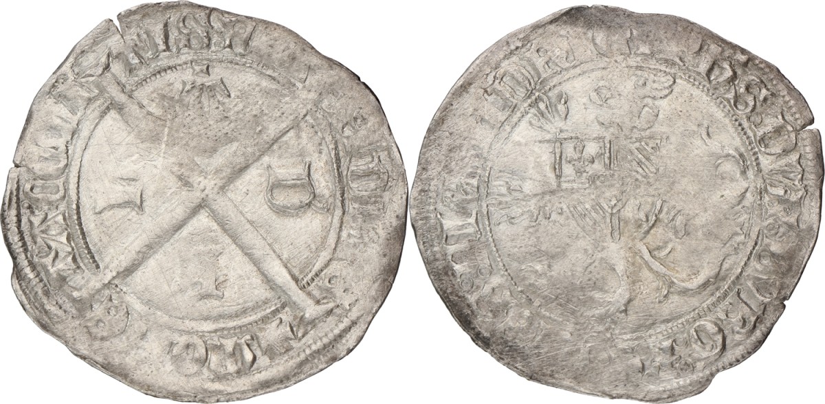 Dubbele groot Cromsteert. Vlaanderen. Filips de Goede. ND (1419 - 1467). VF +