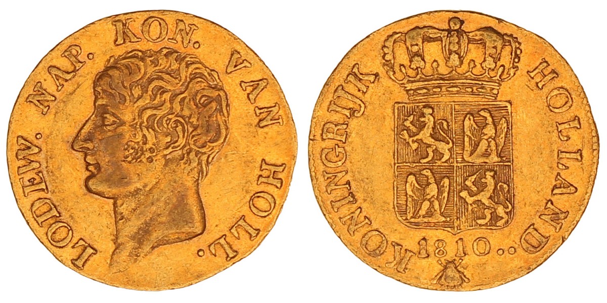 Gouden dukaat (3e type) Lodewijk Napoleon 1810. Zeer fraai.