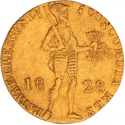 Gouden dukaat Willem I 1828/27. Zeer fraai.