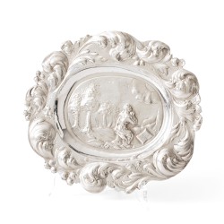 Schaal met religieuze afbeelding, Duitsland ca. 1675-1725, zilver