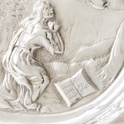 Schaal met religieuze afbeelding, Duitsland ca. 1675-1725, zilver