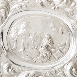 Schaal met religieuze afbeelding, Duitsland ca. 1675-1725, zilver