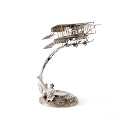 Monumentaal pronkstuk Farman III-vliegtuig, Europa, ca. 1910, zilver