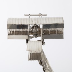 Monumentaal pronkstuk Farman III-vliegtuig, Europa, ca. 1910, zilver