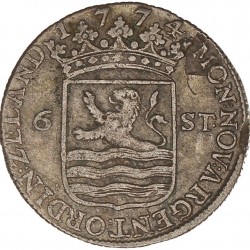 Scheepjeschelling van 6 Stuiver Zeeland 1774. Zeer Fraai -.