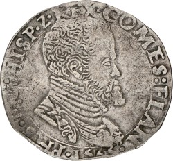 Tiende Philipsdaalder. Vlaanderen. Brugge. Philips II. 1565. VF