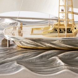 Zeilschip met vitrine, Seki Takehiko II, Japan ca. 2005, zilver