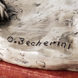 Panter beeld op voet, O. Becherini / Goffredo & Alessandro Magrino, Florence ca. 1990, zilver