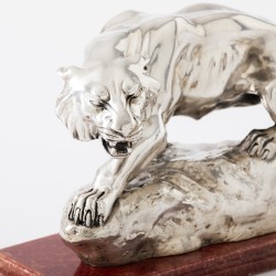 Panter beeld op voet, O. Becherini / Goffredo & Alessandro Magrino, Florence ca. 1990, zilver