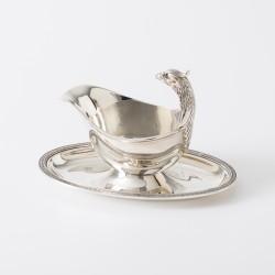 Christofle saucière / sausboot, model Malmaison, Parijs ca. 1975, verzilverd