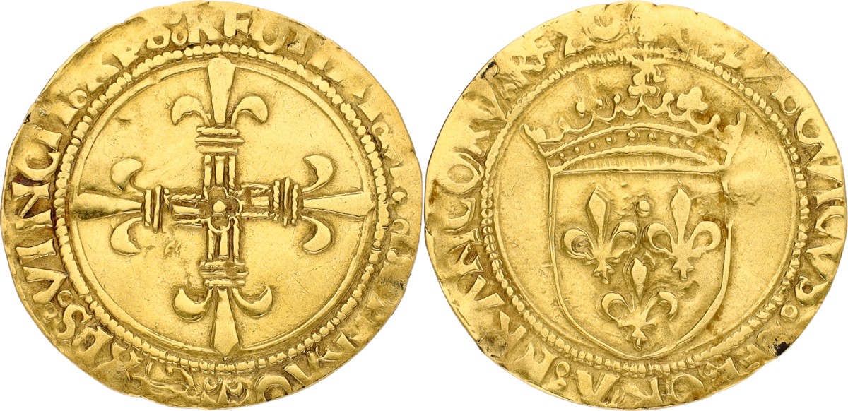 France. Kingdom. Louis XI. Ecu d'or au Soleil. ND (1475). VF -