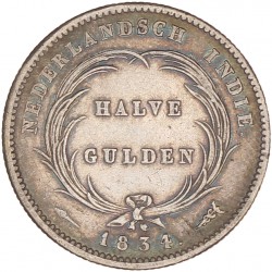 ½ Gulden Willem I 1834. Zeer fraai.