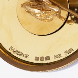 Fabergé "Musical swan Imperial Egg" muziekdoos, Limoges porselein / brons / zilver