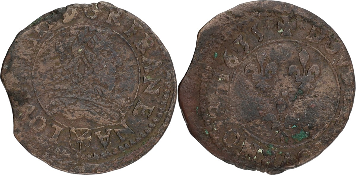 France. Louis XIII. 2 Tournoi - One curved clip. 1635. VF