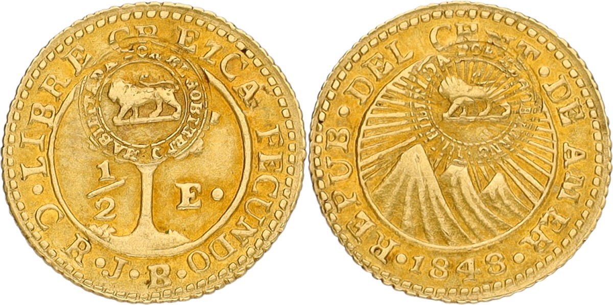 Costa Rica. 1/2 Escudo. 1848. VF