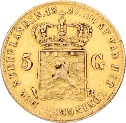 5 Gulden. Willem I. 1827. Open B. VF / XF.