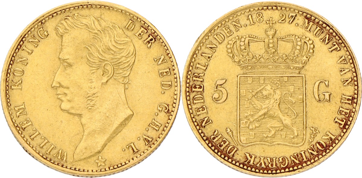 5 Gulden. Willem I. 1827. XF -.