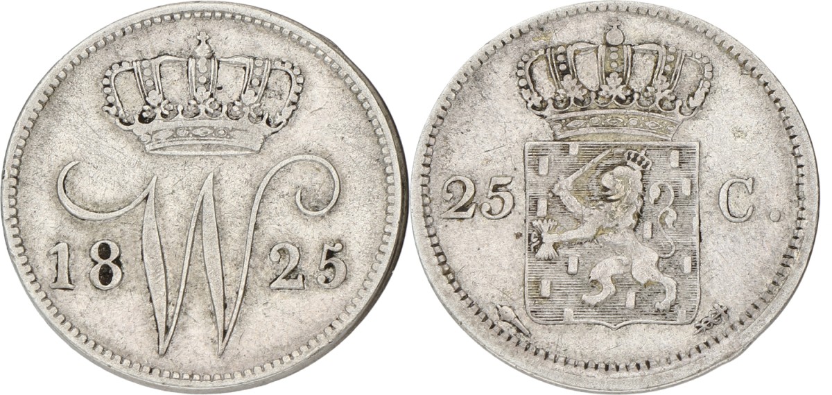 25 Cent. Willem I. 1825. VF +.