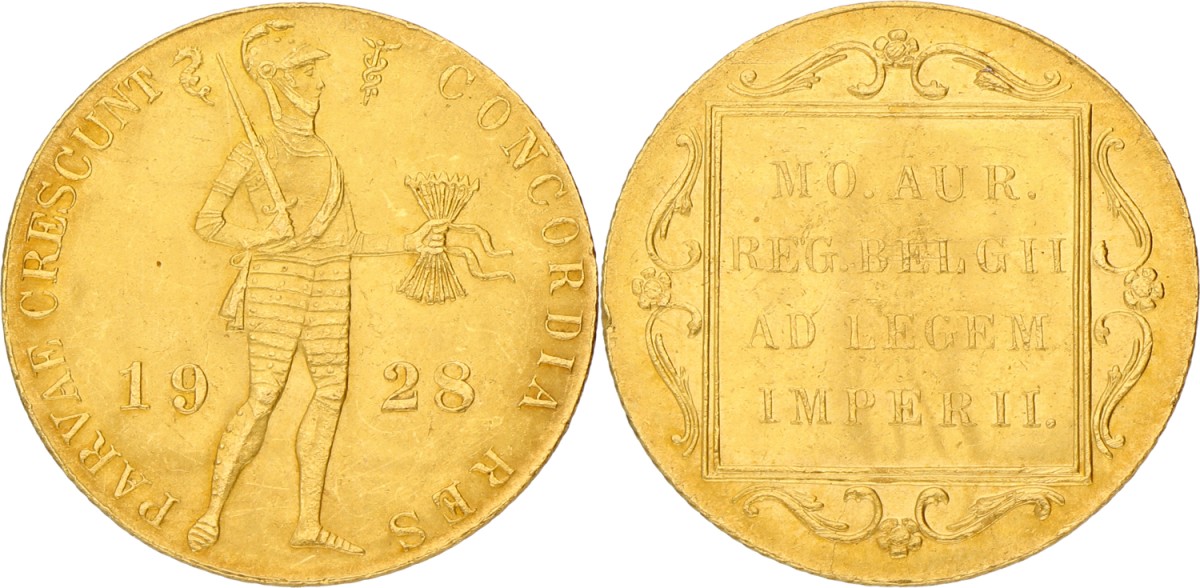 Gouden Dukaat. Willem I. 1928. VF / XF.