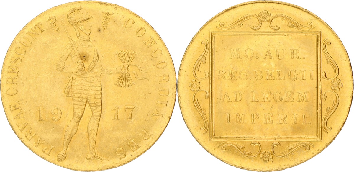 Gouden Dukaat. Wilhelmina. 1917. XF +.