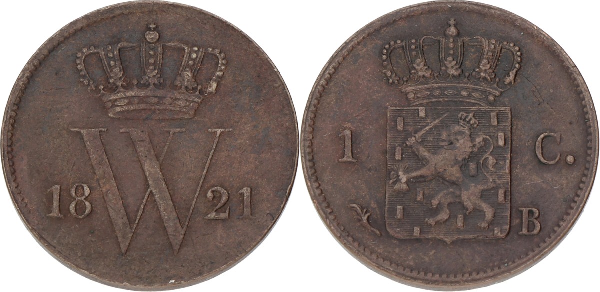 1 Cent. Willem I. 1821 B. VF -.