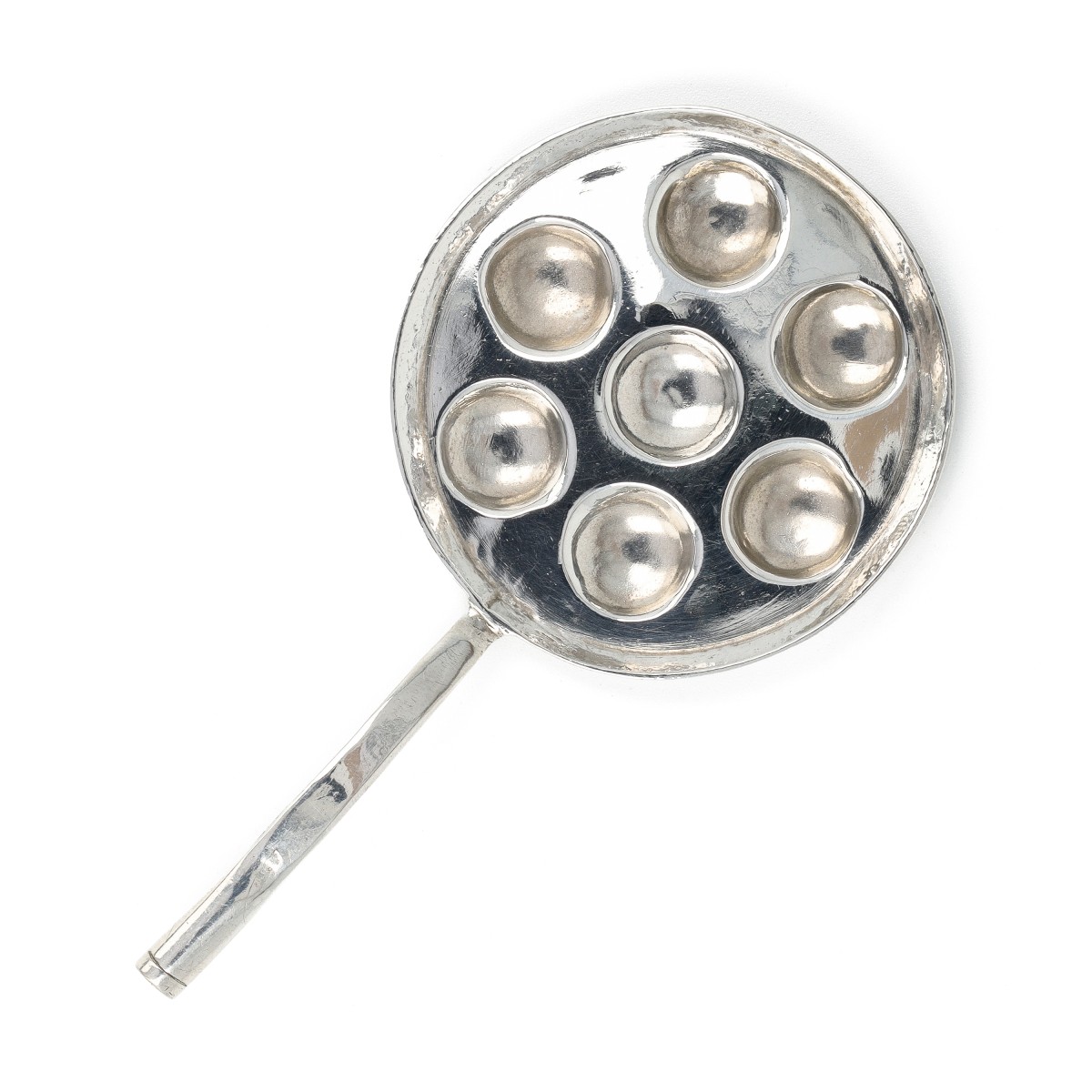 Miniatuur poffertjespan, Jan Borduur jr. (1731-1766), Amsterdam 1756, zilver