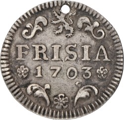 Duit. Zilveren afslag. Friesland. 1703. VF