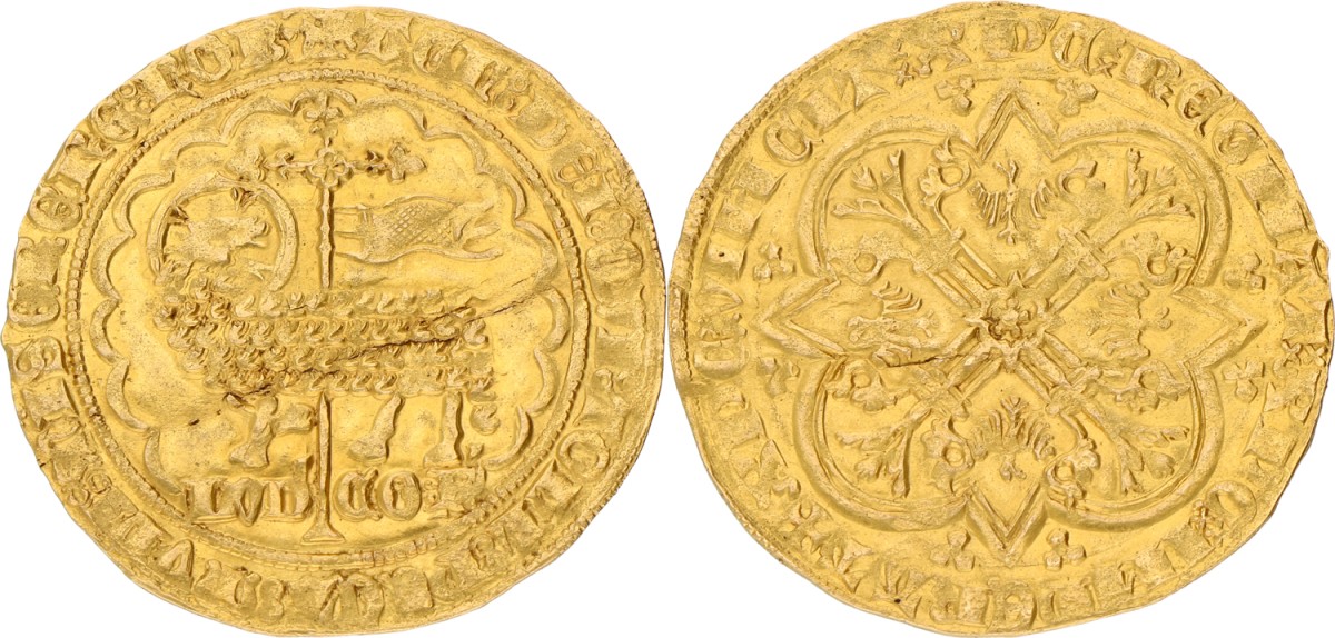 Gouden lam. Vlaanderen. Lodewijk van Male. ND (1346 - 1384). VF / XF