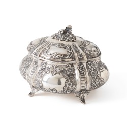 Theedoos / koektrommel, J. Kurz & Co., Hanau ca. 1900, zilver