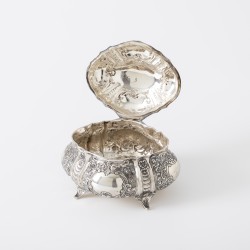 Theedoos / koektrommel, J. Kurz & Co., Hanau ca. 1900, zilver
