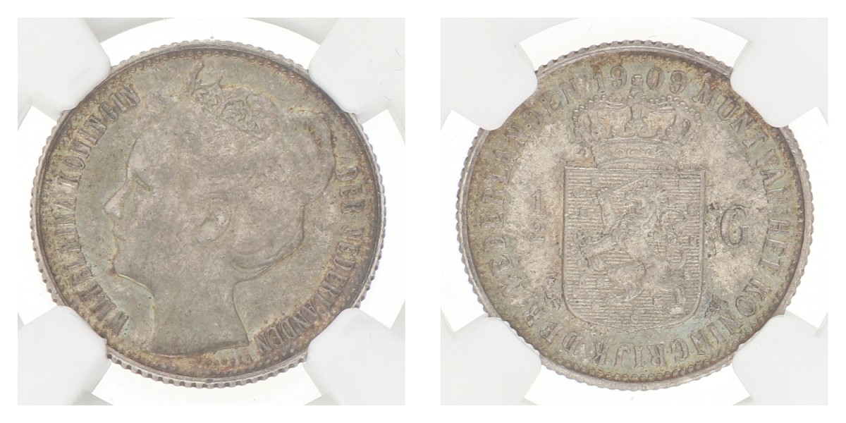 ½ Gulden. Wilhelmina. 1909. MS 62.