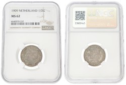 ½ Gulden. Wilhelmina. 1909. MS 62.