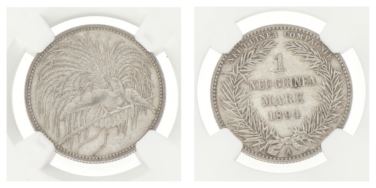 German New Guinea. German colony. Wilhelm II. Mark. 1894 A. AU 53.