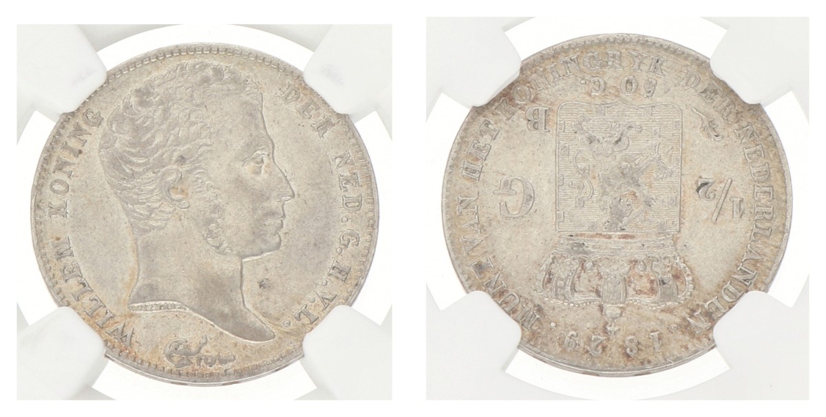 ½ Gulden. Willem I. 1829B Michaut. AU 55